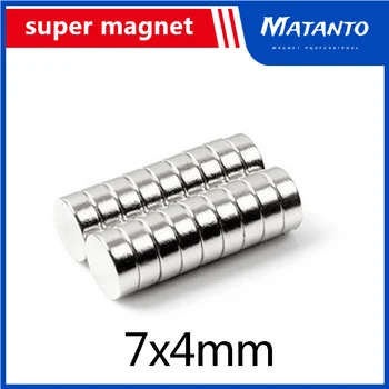 10/20/30pcs 7*4 mm Neodymium magnetom disk 7x4mm N35 NdFeB Dia 7x4mm Močno Majhne Magnetne Magneti Za Plovila, 7mm x 4 mm