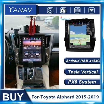 2 Din Android Audio Stereo Sprejemnik avtoradia Za TOYOTA Alphard AH30 2015-2019 Auto GPS Navigacijo Video Predvajalnik Tesla Navpično