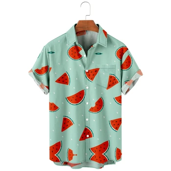 2022 Novo lubenica Moške Hawaiian Majica Plaži 5xl Kratek Rokav Moda Vrh T-Shirt za Moške Vrh
