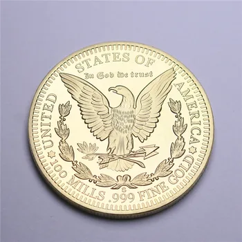 24K pozlačeni 1896 Morgan Dolar Polno American Kovanec Domače Obrti Art Collection Iz Kitajske Druge domače In umetnostne Obrti
