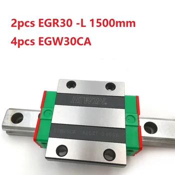 2pcs origial Hiwin železniškega EGR30 -L 1500mm linearni vodnik + 4pcs EGW30CA prirobnico prevoz bloki za CNC usmerjevalnik