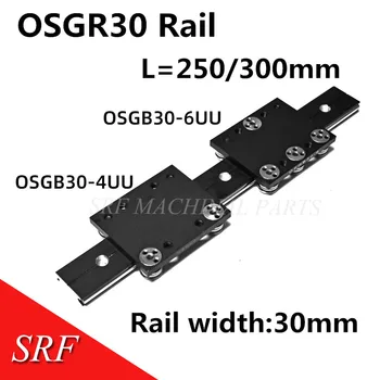 30 mm širina Aluminija roller linearno vodilo železniškega zunanje dual os linearnega vodnik 1pcs OSGR30 L=250/300 mm+1pcs OSGB30UU blok