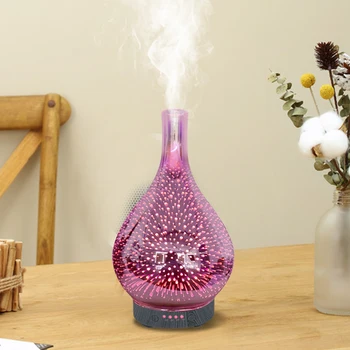 3D Ognjemet Stekla Usb Vaza Vlažilnik s 7 Barvni Led Nočna Lučka Aroma eteričnega Olja Difuzor Kul Megle Maker za Domačo Pisarno