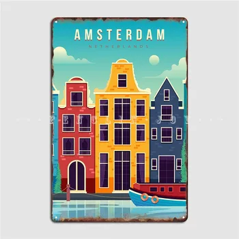 Amsterdam Točko Kovinske Plošče, Plakat Kino Dnevna Soba Plošče Doma Retro Tin Prijavite Plakati