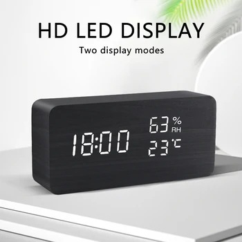 Budilka LED Lesene Watch Tabela Glasovni Nadzor Digitalnih Lesa Despertador USB/AAA Pogon Elektronski Namizne Ure