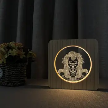 Creative 3D Les, Akril Lučka Noč Lahka Lesena 3D LED namizne Svetilke Toplo Bela Spalnica Dekoracijo Ustvarjalne Božič, Rojstni dan Gif