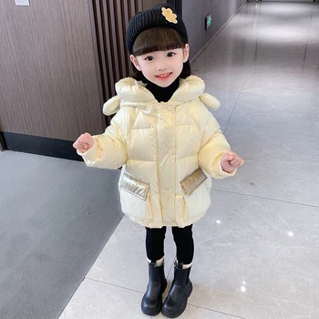 Deklice Navzdol Jopič Zimski korejska različica dekle zgosti 90 bela raca navzdol otroško hooded suknjič Otroci Oblačila 2022 Baby Coats