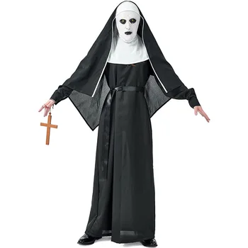 Halloween Kostum za Odrasle Karneval Grozo Samostan Duha Sestra Hudič Cosplay Kostum Ženske Ali Moškega, Obleko celoten sklop s križa