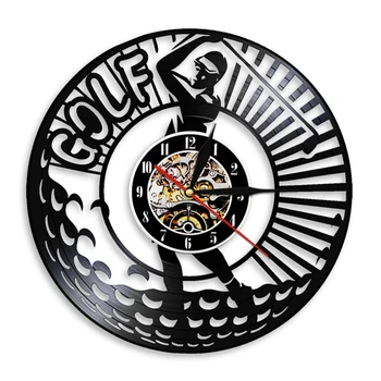 Igrajo Golf Stenska Ura Golf Klub Steni Znak Visi Dekor Sodobno Oblikovanje Vinil Zapis Stensko uro Z LED Edinstveno Darilo Za Ljubitelje Golfa,
