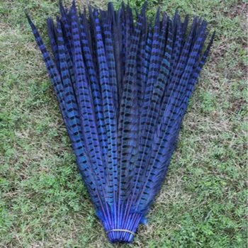 Lep 50pcs/veliko visoko kakovostnih 16-18inches / 40-45 cm modra naravnih fazan pero, DIY nakit dekoracijo
