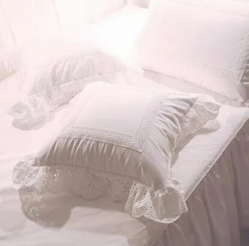 Luksuzni bele čipke rob ruffle kvadratnih blazine primeru dekle,100%bombaž,francoski princesa blazino kritje za posteljo sedež avtomobila stol dekorativni