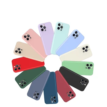 Mehka Barva Silikonsko Ohišje za IPhone 13 12 14 Pro Plus Primerih za IPhone 14 11 12 13 Polno Kritje Funda