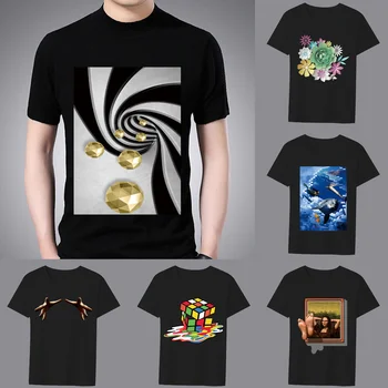 Modni T-shirt za Moške Classic Black 3D Tiskanje, Vzorec Series All-tekmo Priložnostne Preprosta O-vratu Avtobusu Udobno Vrh T-shirt