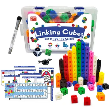 Montessori Mavrica Matematiko Link Kocke Izobraževalne Igrače Boxed 10 Barvo Traku Grafična Kartica Matematičnih Štetje Zložene Kocke Igrače