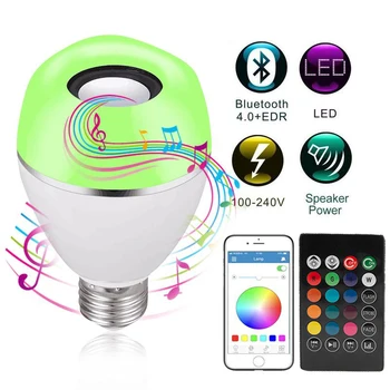 Možnost zatemnitve E27 RGB LED Glasba Govori Žarnica 9W APP in Daljinski upravljalnik Bluetooth Čarobno Svetilko RGBW Smart Lučka Music Control s I-LINK