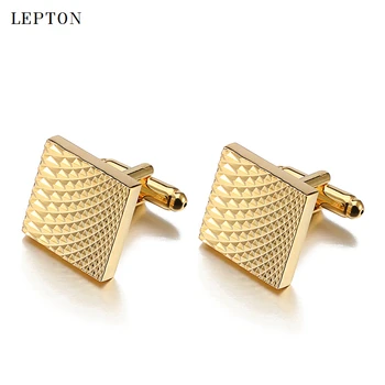 Najboljši Kovinskih Kvadratnih zapestne gumbe Za Mens Lepton blagovne Znamke Zlato Barvo Visoko Kakovostnih Klasičnih Si manšetni Relojes gemelos