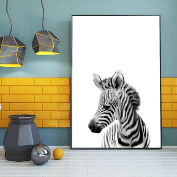 Nordijska Zebra Baby Slikarstvo Črno in Belo Platno Natisne Umetnosti Stenski Dekor Živali Sliko za Življenje Otrok Soba Dekoracijo Doma