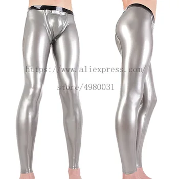 Novost latex nogavice bling srebrne barve iz lateksa, dokolenke, moške s 100% ročno izdelane umetnostne obrti