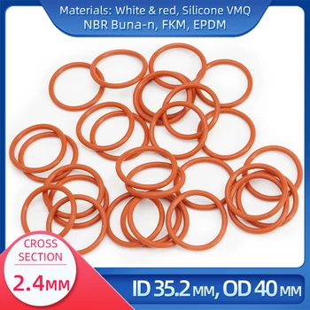 O Ring CS 2,4 mm ID 35.2 mm OD 40 mm Material, S Silikonsko VMQ NBR FKM EPDM ORing Pečat Gaske