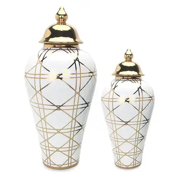 Orientalski Keramični Ingver Jar Dekorativni Shranjevanje Jar Keramični Cvet Vazo