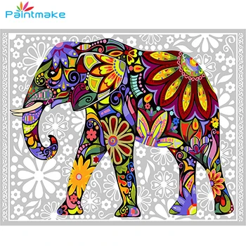 Paintmake Živali DIY Barve Z Številk za Otroke, Odrasle, Oljna slika Na Platnu Slon Doma Dekoracijo Sten Umetniške Slike