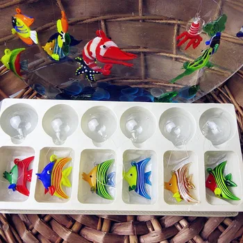 Plavajoče stekla ribe - Mini Akvarij Ribe Figur - Ročno izdelanih steklenih ribe Lučka delovnih Mini sea world Tropske Ribe, Obesek