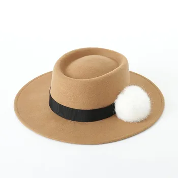 Pomlad ženske fedora klobuk zajec krzno široko roba cilinder jeseni in pozimi barva volnene jazz klobuk toplo Panamski klobuk