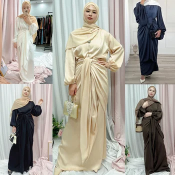 Ramadana Eid Mubarak Abaya Muslimanskih Žensk Zaviti Kravato Maxi Obleko Dubaj Turčija Tam Kaftan Stranka Obleke Arabrc Haljo Islamska Oblačila Jilbab