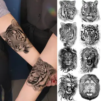 Realno Tiger Glavo, Roko Začasne Tetovaže Za Ženske Odraslih Moških Lev Ponaredek Tattoo Nalepke Nepremočljiva Body Art Slikarstvo Tattoo Papirja