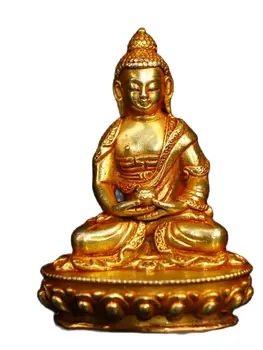 Tibetanski Budizem Ročno izdelane Stare Pozlačenega Brona, Šakjamuni kiparstvo,Doma Dekor Kovinske Obrti kip,Višina 8,5 cm,Širina: 6 cm