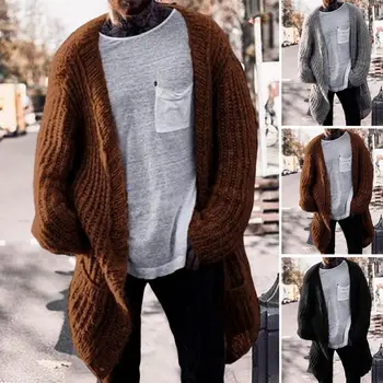 Trendy Sproščeno Fit Pletenje Jopico Sweater Moški Pulover Plašč Jeseni, Pozimi Jutranje