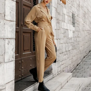 Visok Pas, ki bo Ustrezala Proti-vrat Elegantno Naravnost delovna oblačila Hlače Ulične Kul Obleke za Ženske 2022 Jesen/Zima Moda Jumpsuit