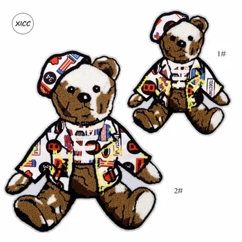 XICC Par Big Velikost Risanka Brisačo Vezenje Lutkovno Medved Obliži Črke Živali Šivanje Nalepke Appliques Za Otroka Oblačila DIY