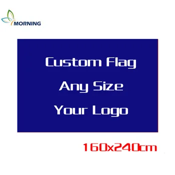 Zjutraj meri zastave in transparente po meri logo 160X240cmhigh kakovosti enostranski zastave in transparente, za zunanjo dekoracijo